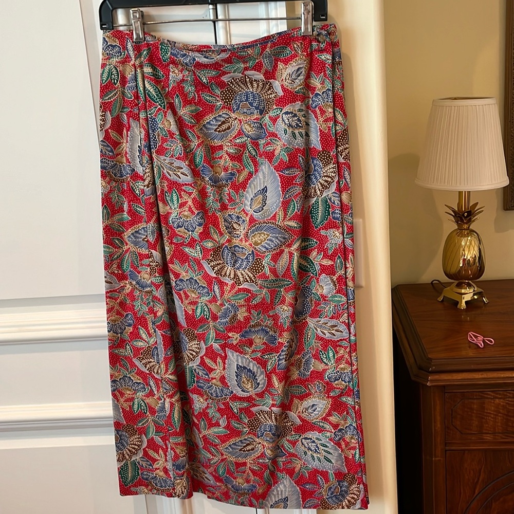 Talbots Floral Midi Skirt - Red, Blue, Green